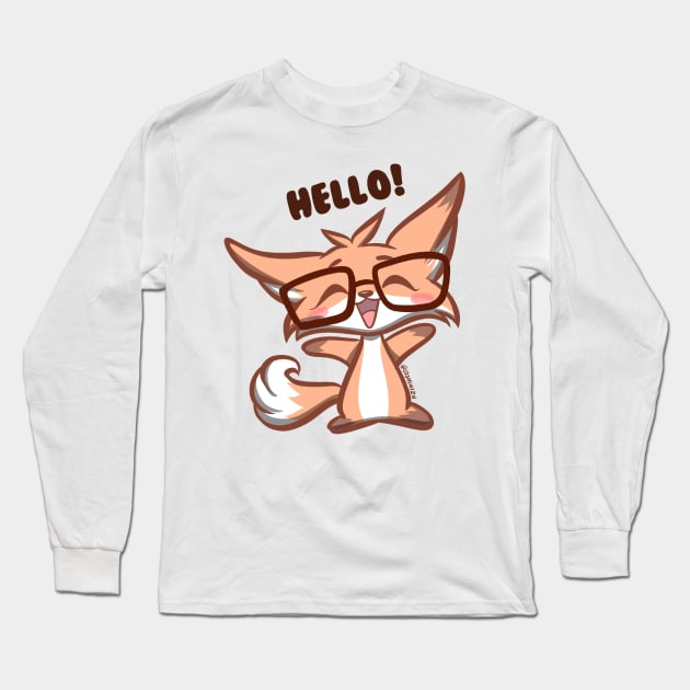 Cute Kawaii Nerd Fox hell Long Sleeve T-Shirt by Kyumotea